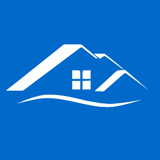 Ein weißes Dach, ein Fenster und eine geschwungene Linie bilden das Logo von Haus-Hof und Reinigungsservice Lehn Büsum